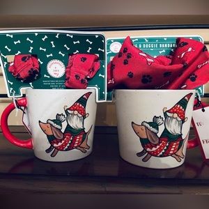 Dachshund winter mug doggie bandanna plus Gnome works for VALENTINE’s day too!❤️